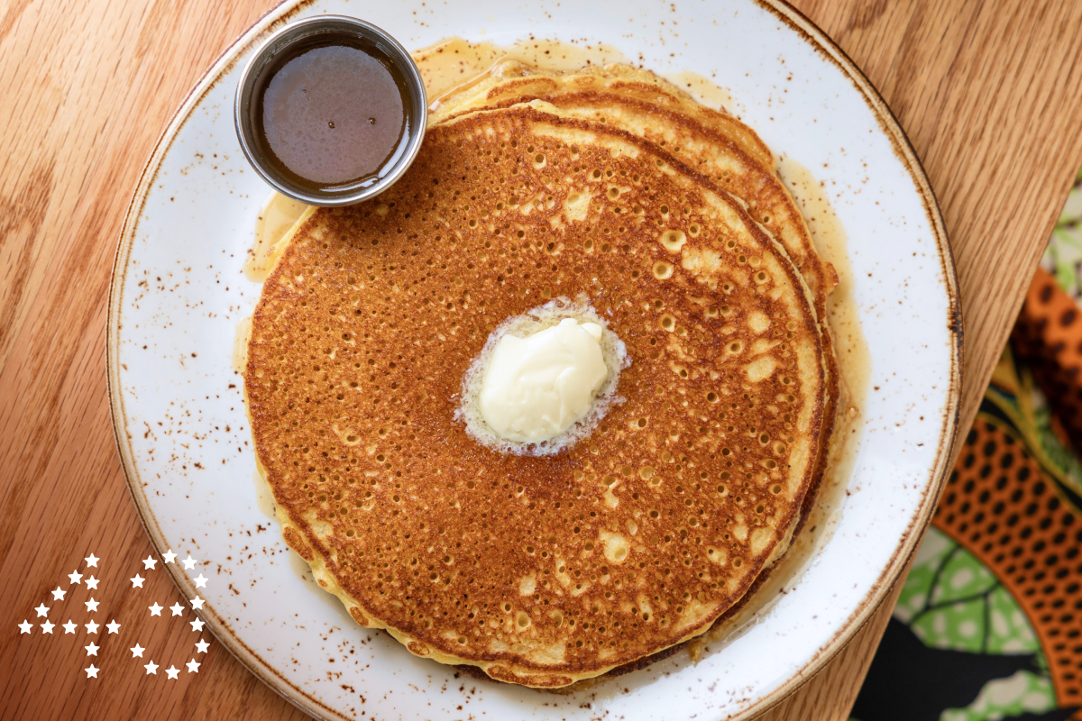 LOS ANGELES, CA - SEPTEMBER 13: Cornmeal pancakes with brown butter maple caramel sauce at Alta Adams in Los Angeles, CA on Friday, Sept. 13, 2024. (Myung J. Chun / Los Angeles Times)