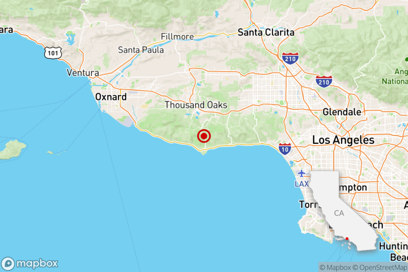 Epicenter of Malibu area earthquake 