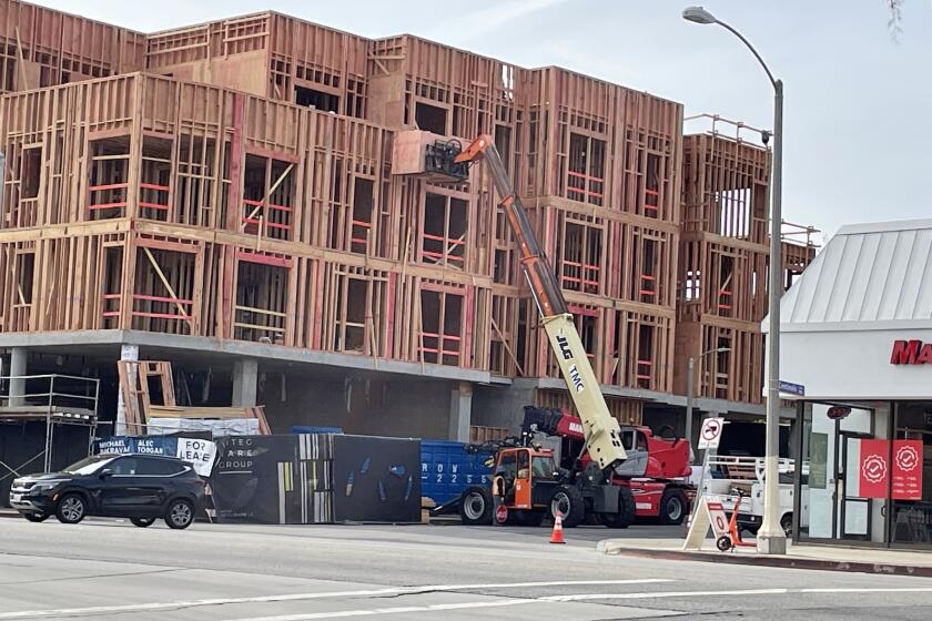 Apartments under construction in West L.A. on Wilshire Boulevard.