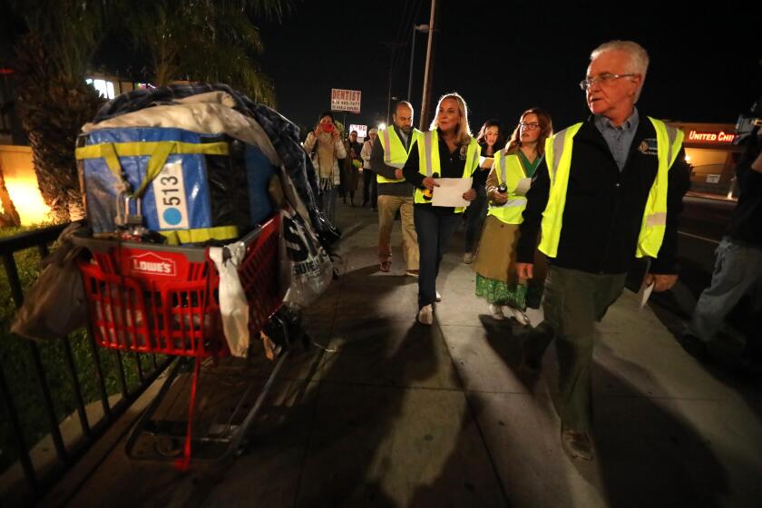 Los Angeles Homeless Services Authority’s 2024 homeless count in North Hollywood on January 23, 2024. 