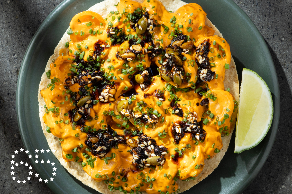 LOS ANGELES, CA - OCTOBER 11: Salmon tostada with sungold tomato and chicatana ants at Damian in Los Angeles, CA on Friday, Oct. 11, 2024. (Myung J. Chun / Los Angeles Times)