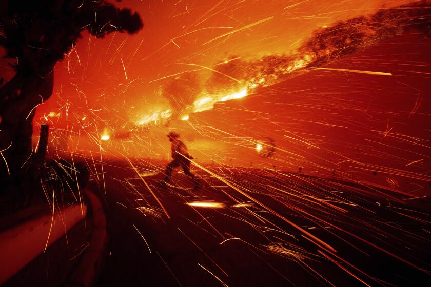 Firefighters battle the Franklin Fire in Malibu, Calif., on Tuesday, Dec. 10, 2024. (AP Photo/Ethan Swope)