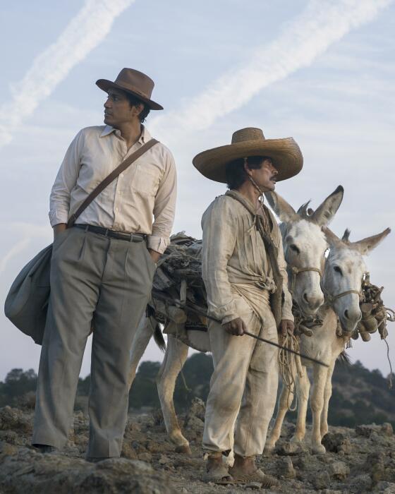 Pedro Paramo. (L to R) Tenoch Huerta as Juan Preciado, Noe Hernandez as Abundio in Pedro Paramo. Cr. Carlos Somonte / Netflix ©2024