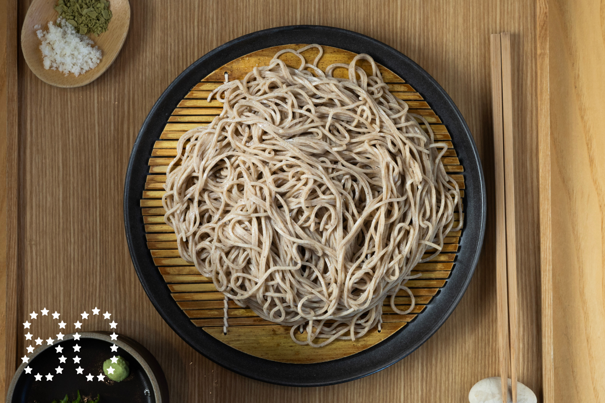 LOS ANGELES, CA - OCTOBER 01: A plate of zaru soba noodles with yuzu and matcha salt and traditional tsuyu dipping sauce at Sobar in Los Angeles, CA on Tuesday, Oct. 1, 2024. (Myung J. Chun / Los Angeles Times)