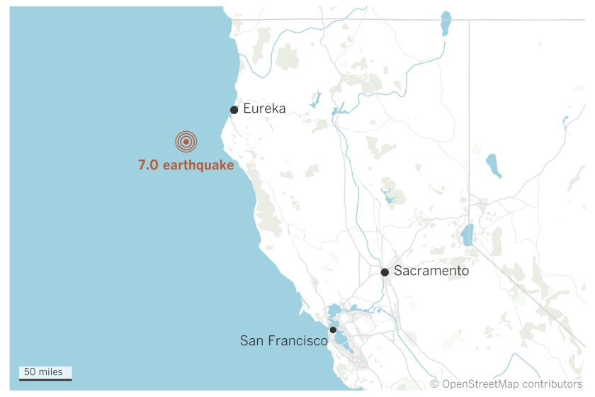 7.0 earthquake near Eureka, Calif.