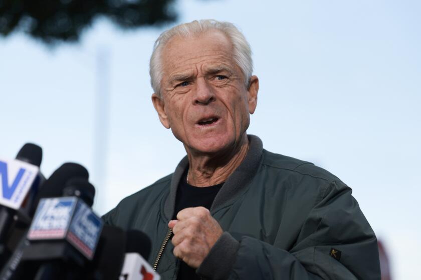 MIAMI, FLORIDA - MARCH 19: Former Donald Trump adviser Peter Navarro holds a press conference before turning himself in to a federal prison on March 19, 2024, in Miami, Florida. Mr. Navarro, who was convicted of contempt of Congress last year, surrendered at a federal Bureau of Prisons facility after speaking to the media to begin serving his four-month sentence. (Photo by Joe Raedle/Getty Images)